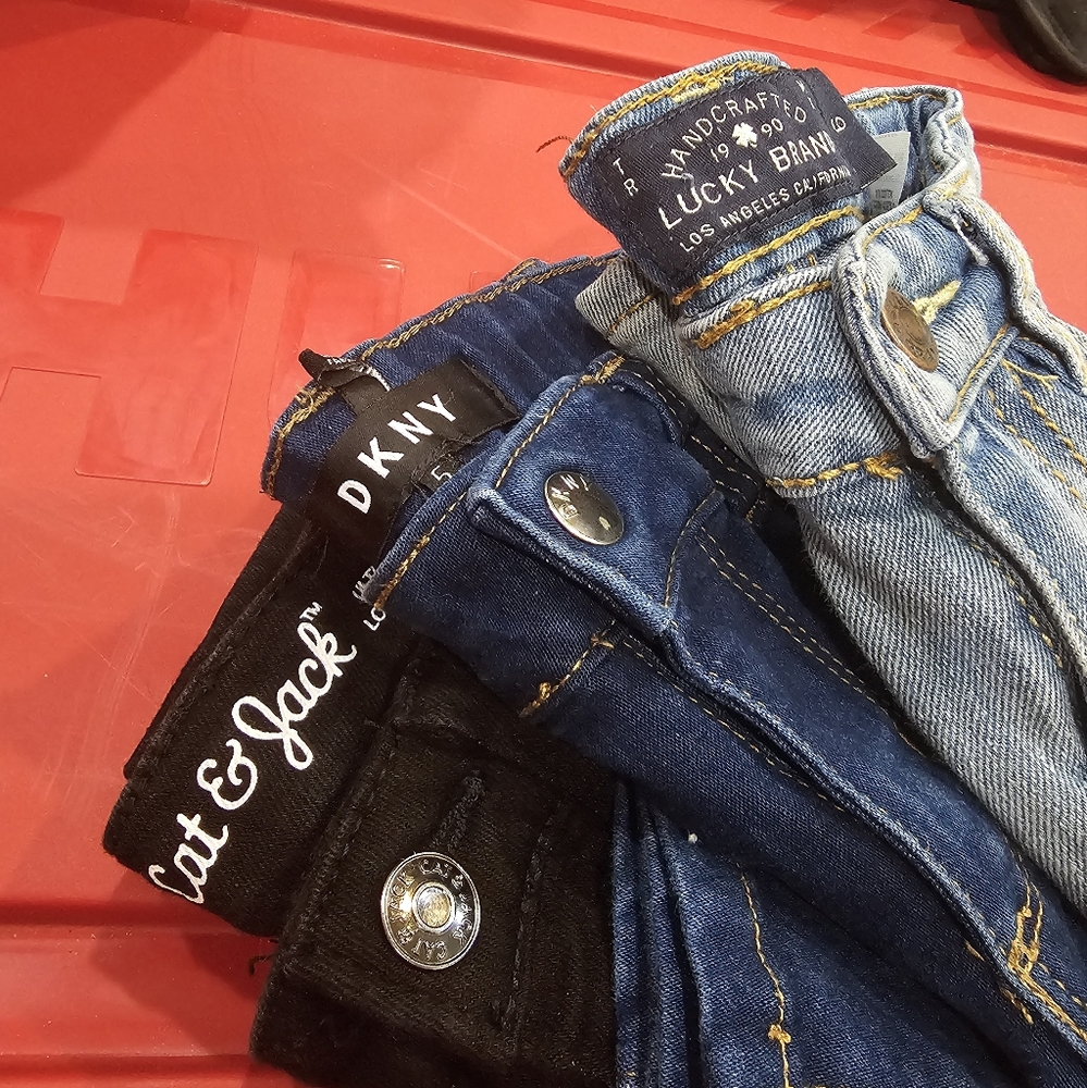 3 Pair Girls Kids Size 6 DKNY Jeans, Cat & Jack Black Skinny Jeans, Lucky Brand.